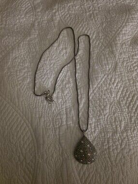 Brighton Silver Pavé Teardrop Pendant Necklace